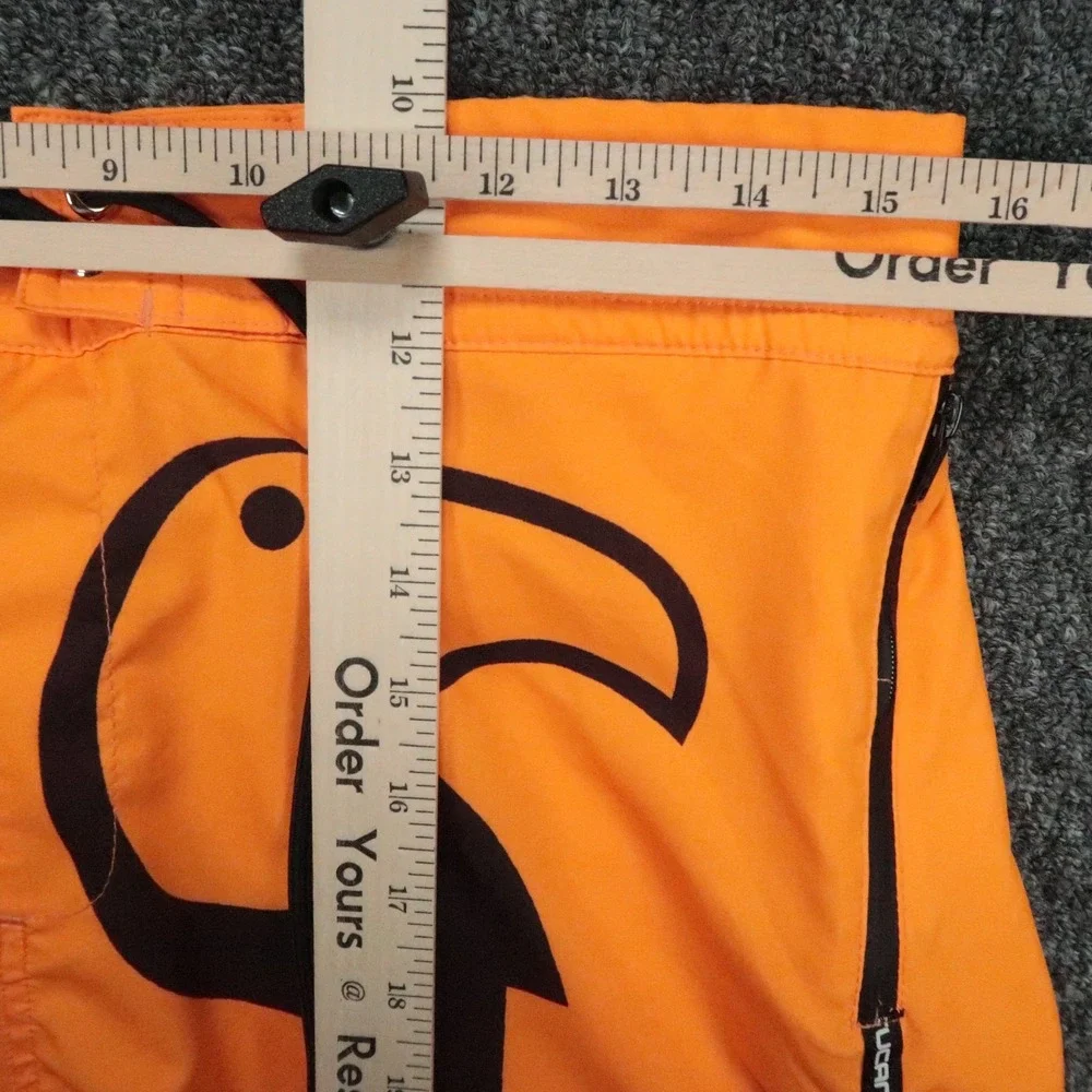 Tucann Swim Shorts Mens XL Orange Lined Zip Pocket Beach Graphic Print